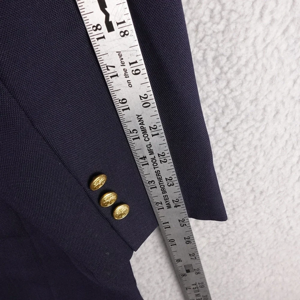 Orvis Mens Navy Blue Wool Blazer Gold Crest Button USA Made 42L Sport Coat